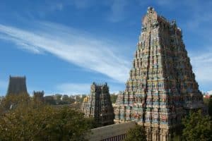 Meenakshi hindu temple in Madurai, Tamil Nadu, South India. One of the famous landmarks in East India