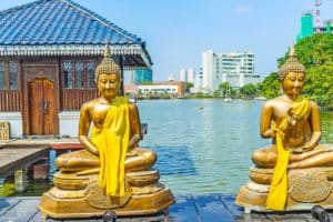 19th Century Seema Malake is a Buddhist temple for meditation and rests on Beira Lake. A serene stop during exciting Sri Lanka travel tours.